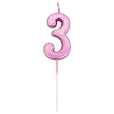 Number Candle Pink 3 Candle Birthday Anniversary Party Cake Decorations Topper | Pink