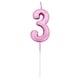 image 1 of Number Candle Pink 3 Candle Birthday Anniversary Party Cake Decorations Topper | Pink