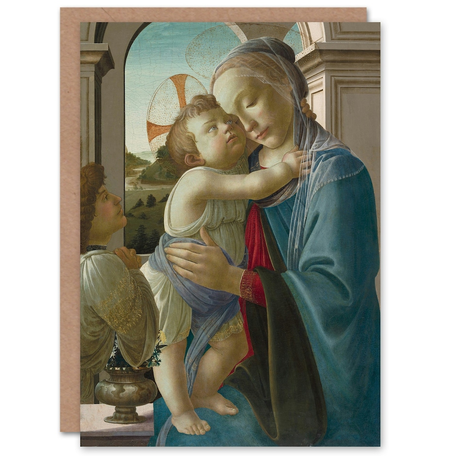 image 1 of Sandro Botticelli Art Card Virgin and Child with an Angel