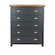 image 5 of Dunkeld 5 Drawer Chest - Midnight Blue Painted Wood Bedroom Storage with Antique Oak Effect Top and Silver Handles | Blue | Blue | 1