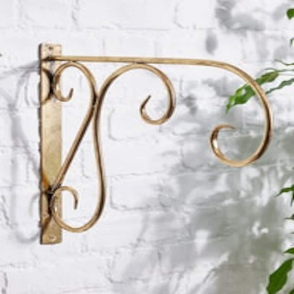 image 1 of Brass Effect Scrolled Wall Bracket Gold