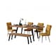 image 2 of 6-Piece Dining Set, Expandable Dining Table with 4 Brown Padded Chairs+Bench