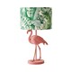 image 7 of ValueLights Pink Velvet Flamingo Bedside Table Lamp with Tropical Palm Leaf Drum Lampshade Animal Light - Bulb Included Pink