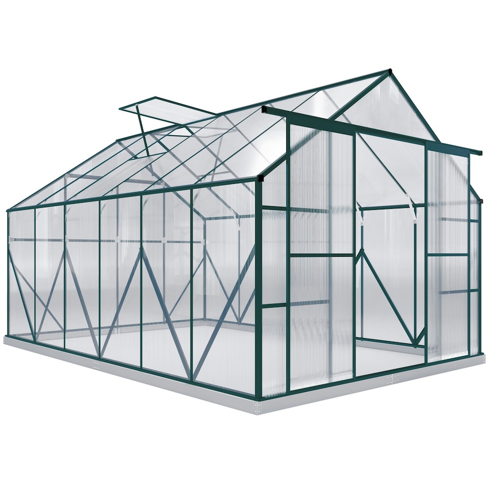 image 1 of Outsunny 8x12ft Polycarbonate Walk-in Greenhouse Outdoor w/ Double Sliding Door