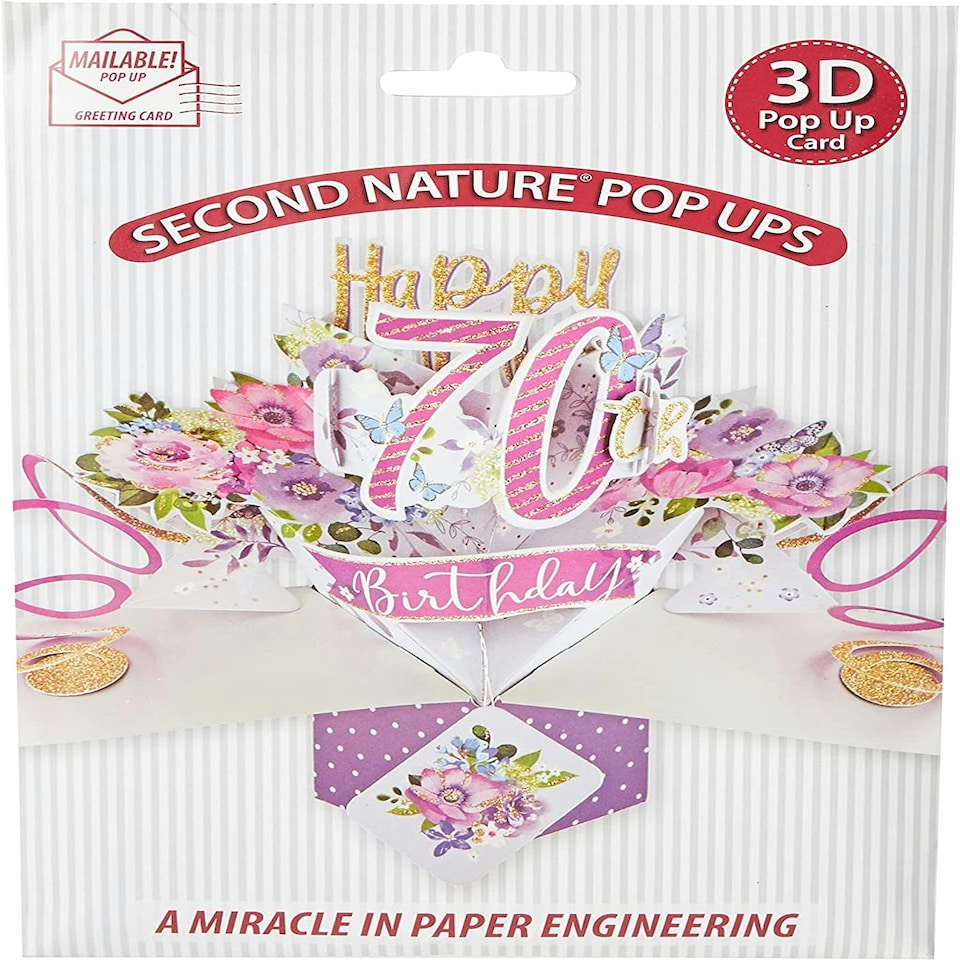 image 1 of Pop Up 70th Birthday Flowers Greeting Card