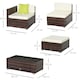 image 5 of Outsunny 5 Pieces PE Rattan Garden Furniture Set with Cushions, Outdoor Corner Sofa, Patio Sectional Conversation Furniture Sets with Glass Top Coffee Table, Brown