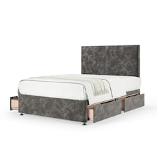 Super Ortho Orthopaedic Charcoal Chenille 4 Drawer Divan Set And Valencia Headboard Double