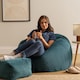 image 2 of Kingston Cord Adults Bean Bag Chair and Pouffe, Ready Filled Beanbag and Footstool Teal | Green | Teal Green | 2