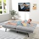 image 4 of COSTWAY 2 Seat Memory Foam Sleeper Couch Convertible Loveseat Sofa Bed Grey