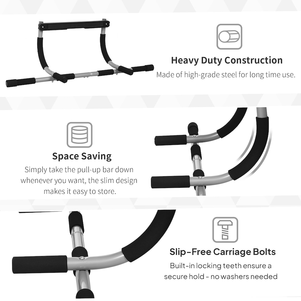 image 1 of HOMCOM Indoor Fitness Door Horizontal Bar Pull-ups Home Gym Upper Body Workout