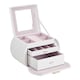 image 3 of Living and Home Stylish Jewellery Box with Handle  - Cherry Pink