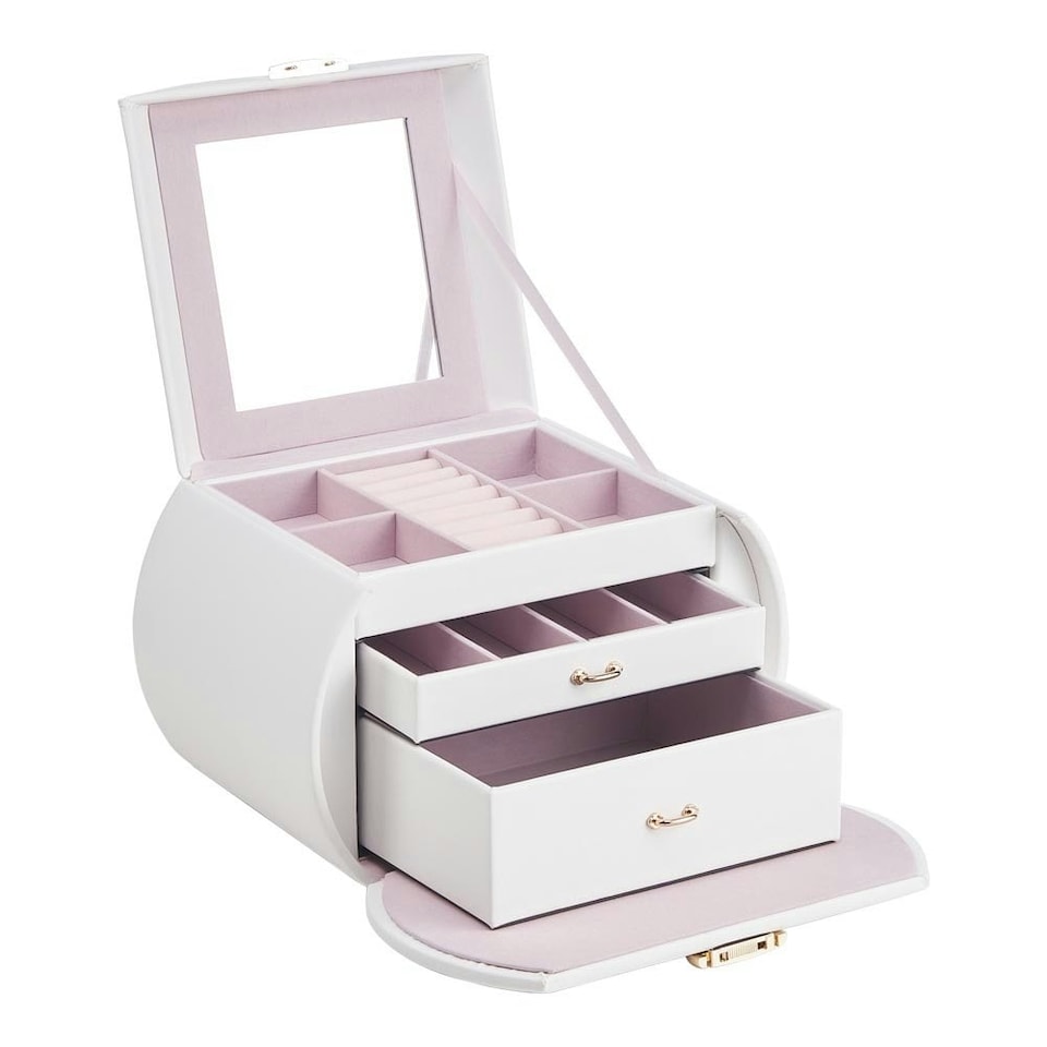 image 1 of Living and Home Stylish Jewellery Box with Handle - Cherry Pink