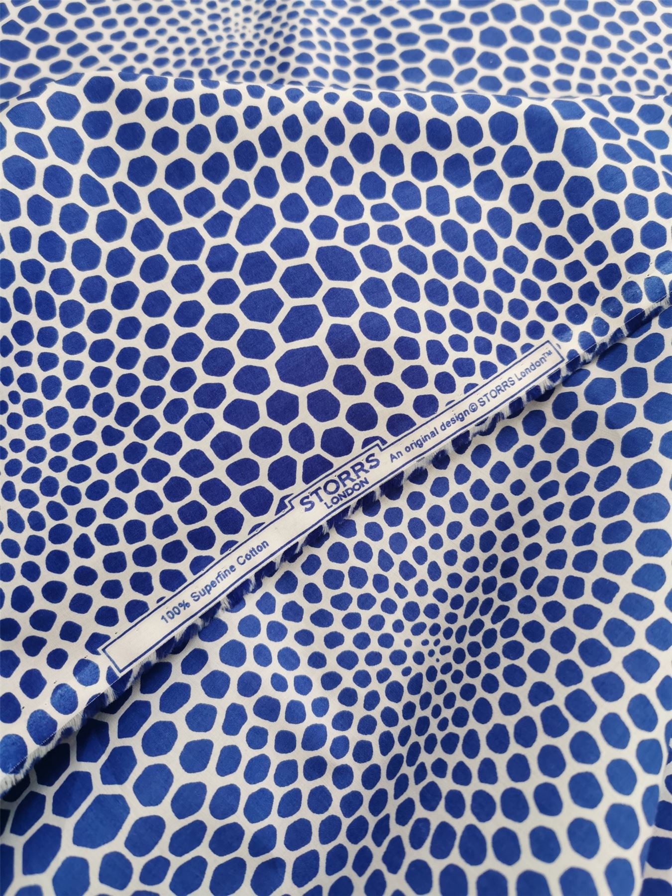 Storrs London Blue Egyptian Cotton Lawn Dressmaking Fabric, 148cm / 58" Wide - per metre