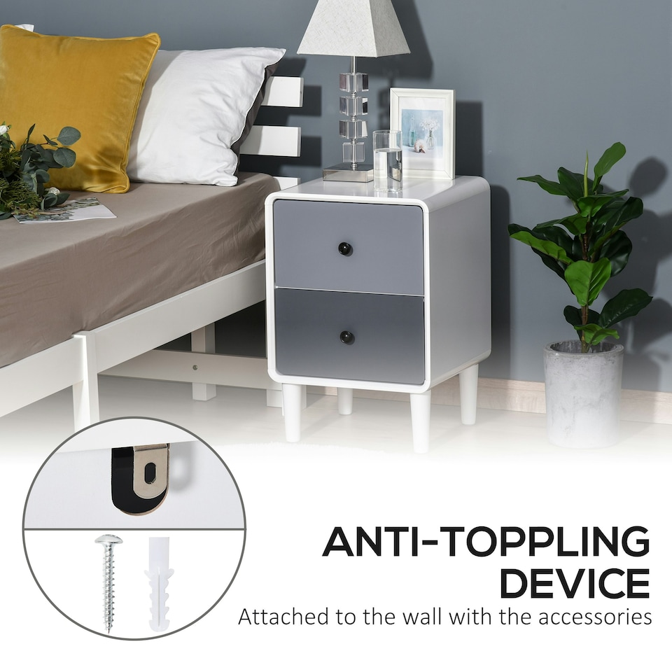 image 1 of HOMCOM Nordic Side Cabinet Nightstand Organizer with Drawer Bedroom, Living Room