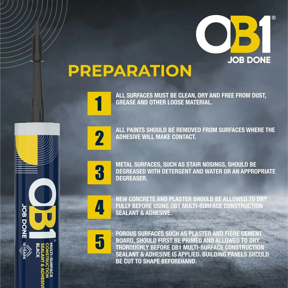 image 1 of OB1 Black - Multi-Surface Construction Sealant & Adhesive Waterproof Silicone