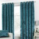 image 1 of Paoletti Verona Crushed Velvet Teal Eyelet Curtains 168 x 229cm