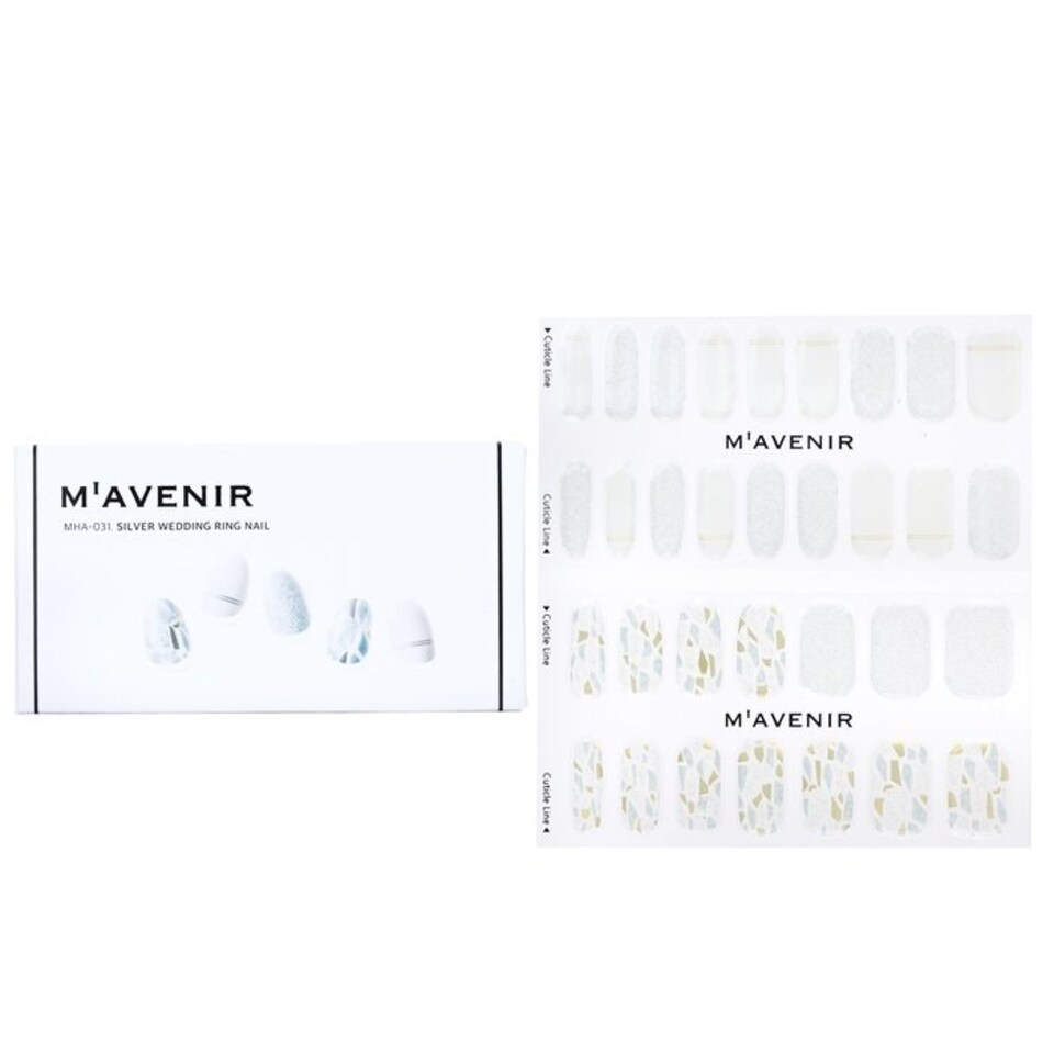 image 1 of Nail Sticker (white) - # Silver Wedding Ring Nail - 32pcs White
