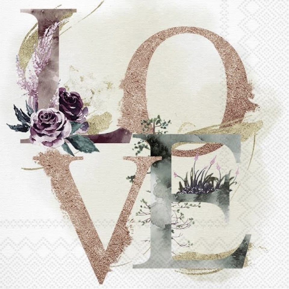 IHR Love Cream Cocktail Napkin 25cm 3ply 20 Pack