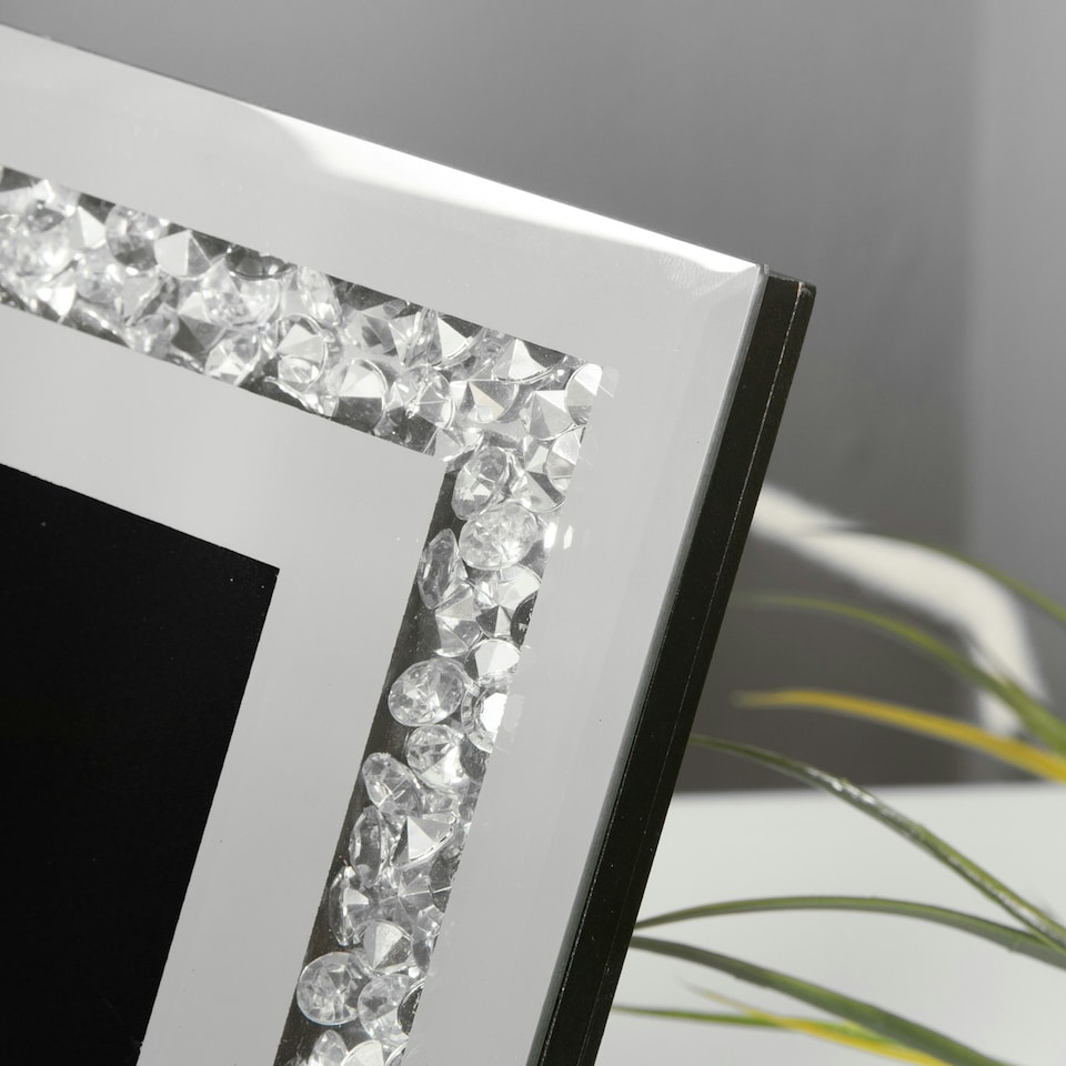 image 1 of Hestia Mirror Glass with Crystal Egde Photo Frame 5" x 7" Silver | One Size