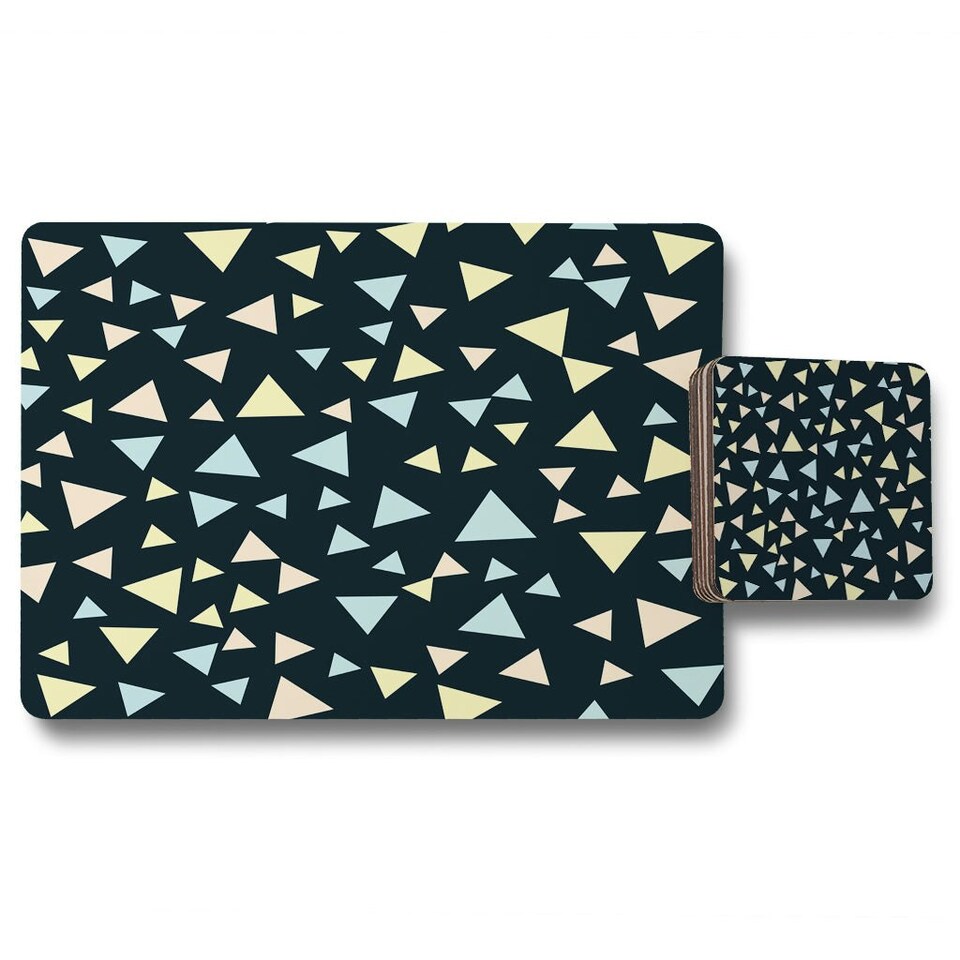 image 1 of Yellow & Blue Triangles (Placemat & Coaster Set)