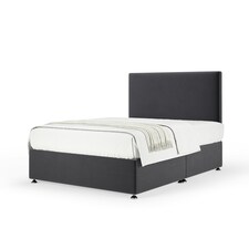 Signature Platinum 2000 Pocket Sprung Graphite Plush Velvet Divan Set And Valencia Headboard Single