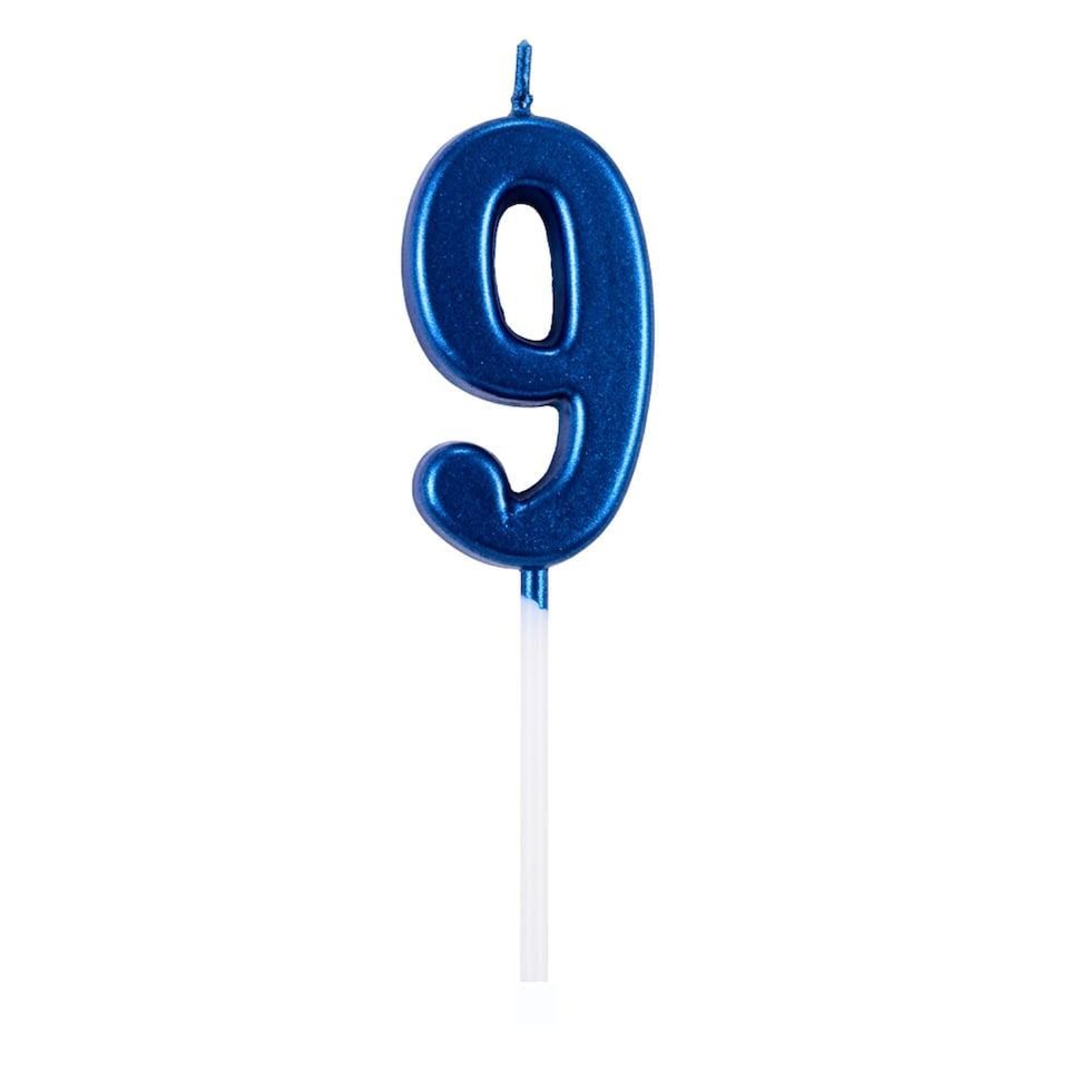 image 1 of Blue 9 Number Candle  Birthday Anniversary Party Cake Decorations Topper | Blue