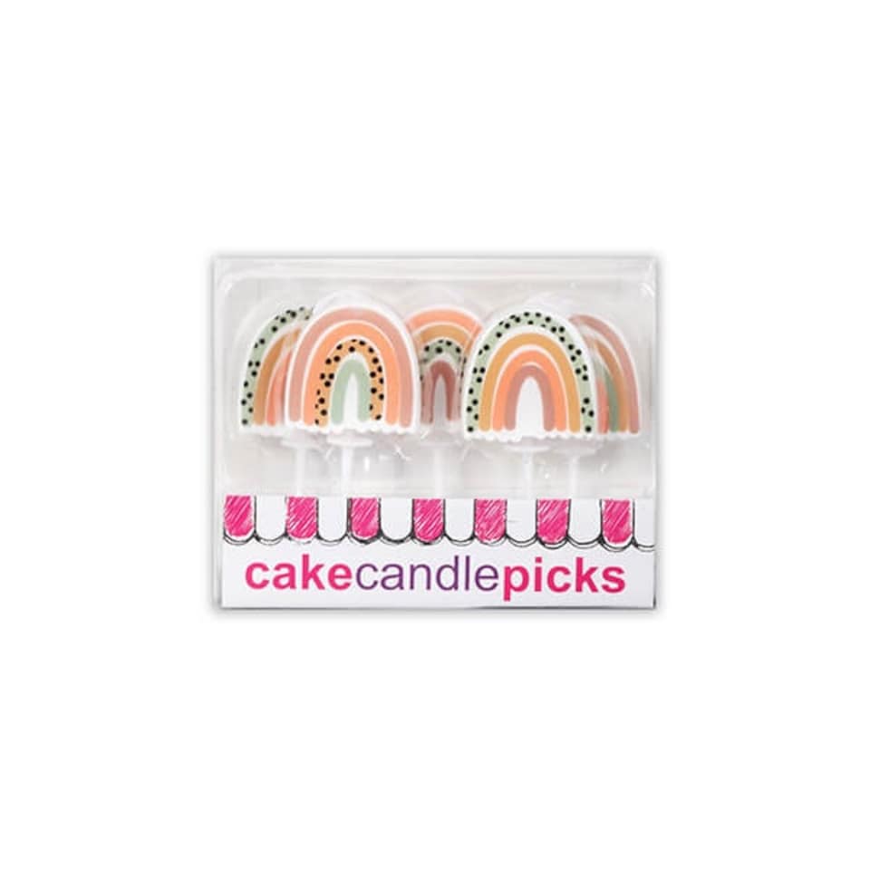 image 1 of Anniversary House Neutral Rainbow Pick Candles Pack of 5