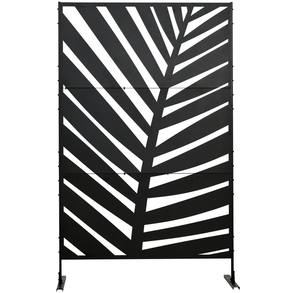 image 1 of Outsunny 6.5FT Metal Outdoor Privacy Screen Panel with Stand, Banana Leaf Style