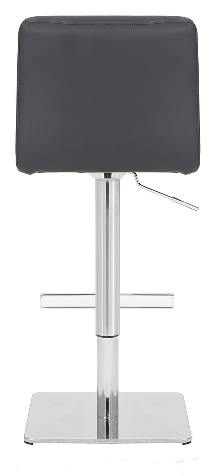 image 1 of Luscious Deluxe Real Leather Breakfast Bar Stool, Chrome Footrest, Swivel Gas Lift, Home Bar & Kitchen Barstool, Charcoal Grey