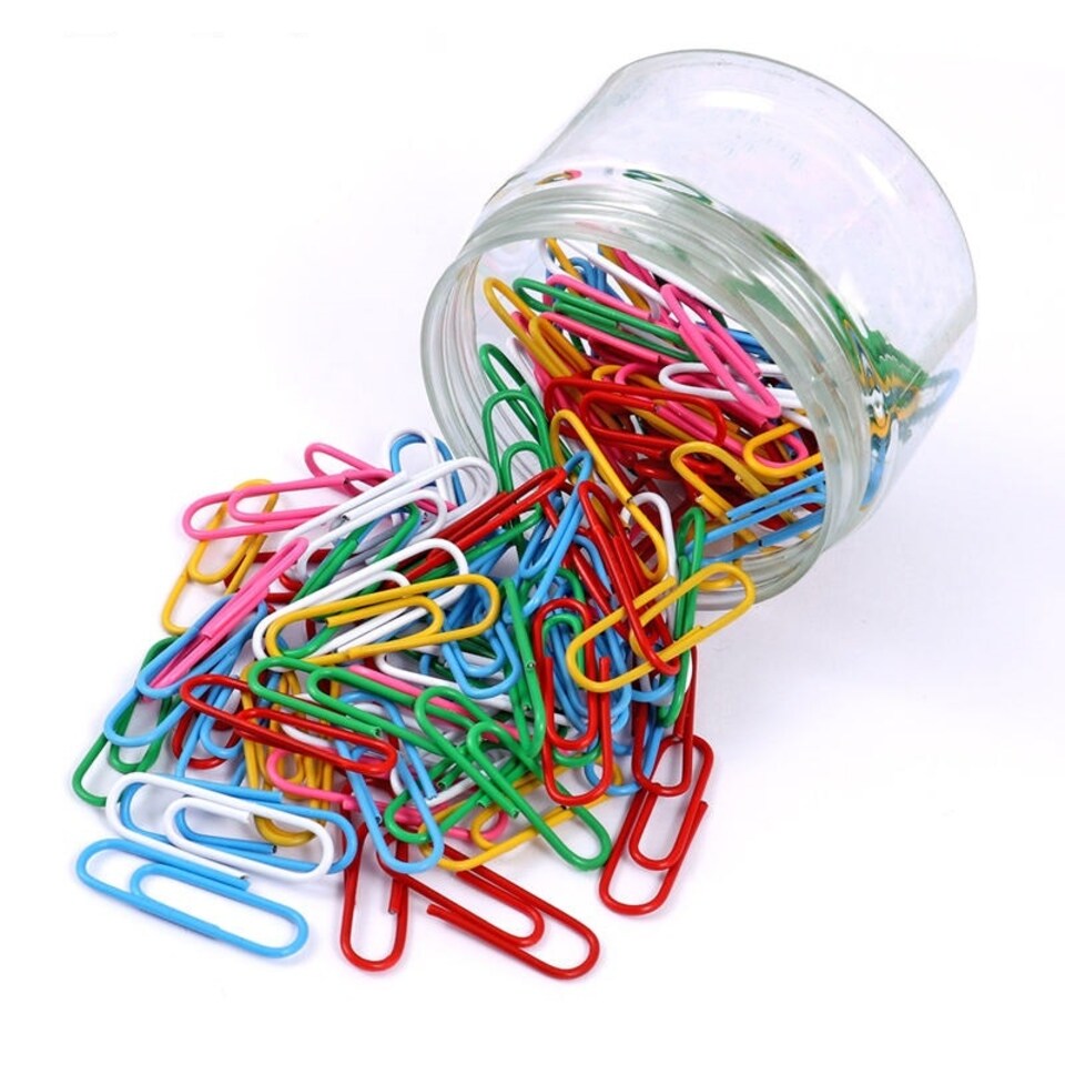 image 1 of Tub of 120 Vinyl Coated Paper Clips 28mm
