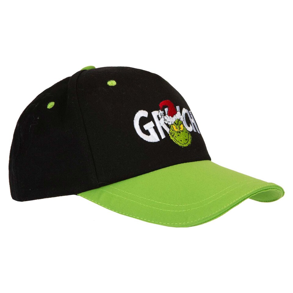 PMS Grinch Christmas Baseball Hat One Size Hook & Loop Fit Black