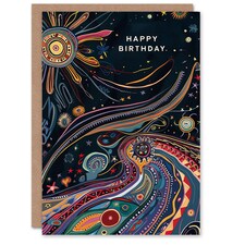 Abstract Landscape Psychedelic Folk Woman Her Birthday Card