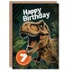 image 1 of Jurassic Dinosaur Roaring T-Rex Jungle 7th 7 Year Old Child Kids Birthday Card