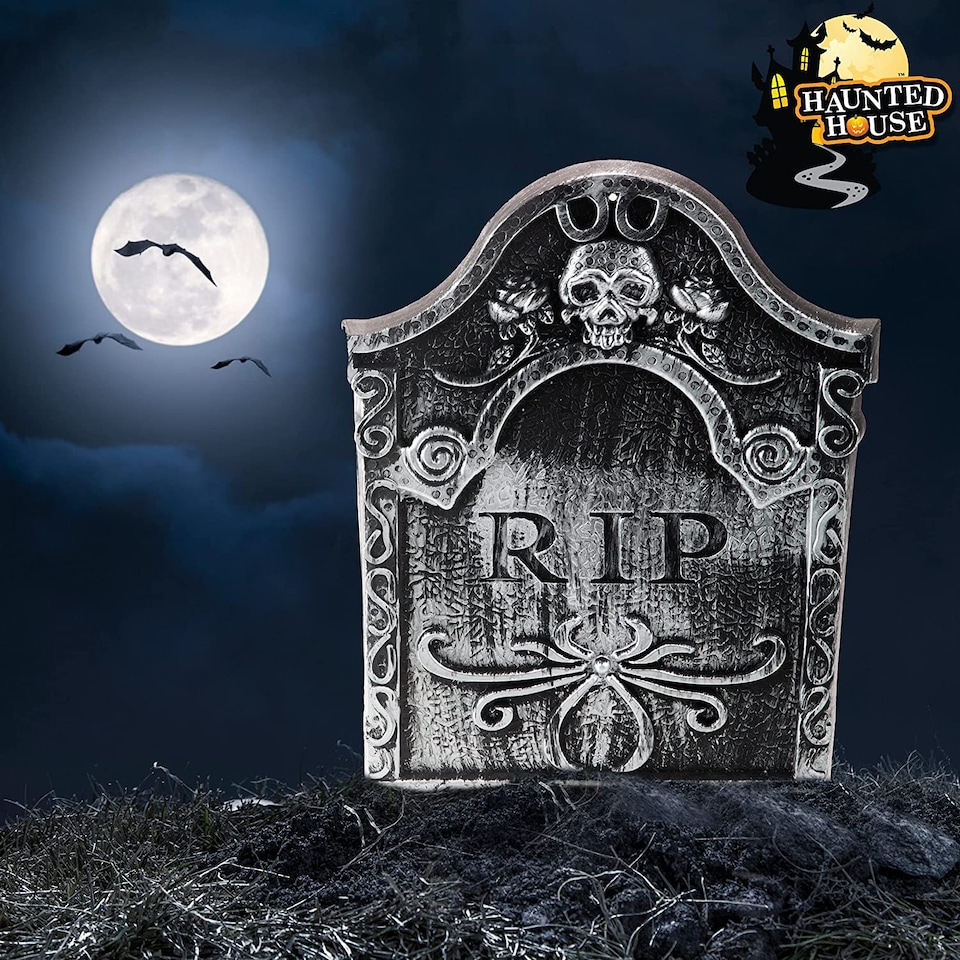 image 1 of VFM e-Store XL Halloween Tombstone Outdoor Prop - Scary Grave Garden Stake