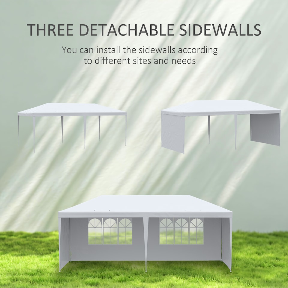 image 1 of Outsunny 6m x 3m Garden Gazebo Marquee Canopy Party Tent Canopy Patio White