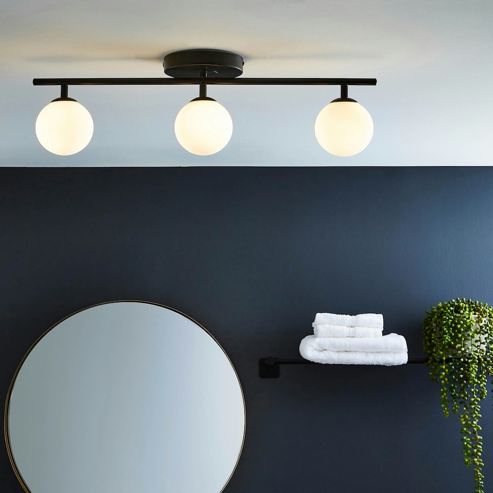 image 1 of BHS Nancy Bathroom Ceiling Spotlight Bar, Black Black | Black