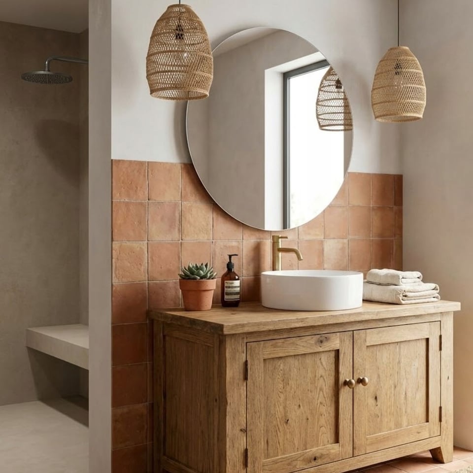 image 1 of Round Bathroom Mirror 80cm Frameless Polished Edge 4mm Silver Glass