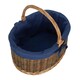 image 3 of Large Lined Country Oval Wicker Shopping Basket Blue | Blue | L