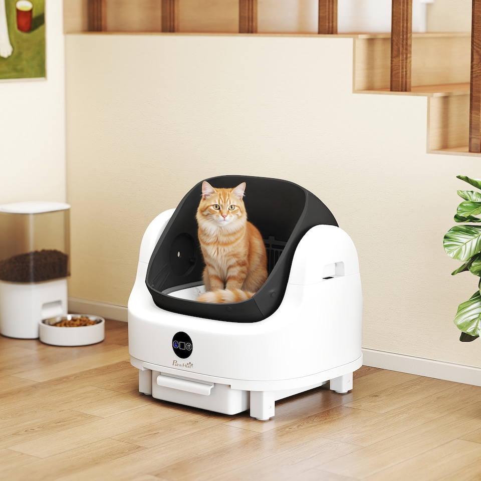image 1 of PawHut Self Cleaning Cat Litter Tray with Integrated Security Protection