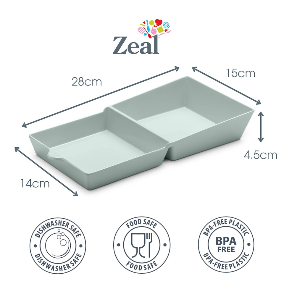 image 1 of Zeal Melamine Fakwaway Buger Box, Divided Serving Tray / Dish, Sage Green