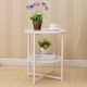 image 4 of Living and Home Small Round Coffee Table with 2 Tier - White
