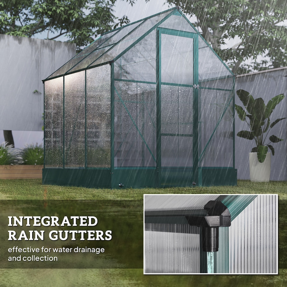 image 1 of Outsunny Walk-in Greenhouse Garden Polycarbonate Aluminium w Smart Window 6x6ft