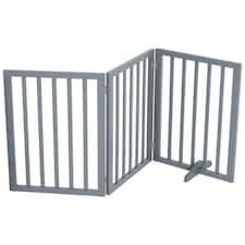 Living and Home Wooden Foldable Freestanding 3 Panel Pet Gate - Grey