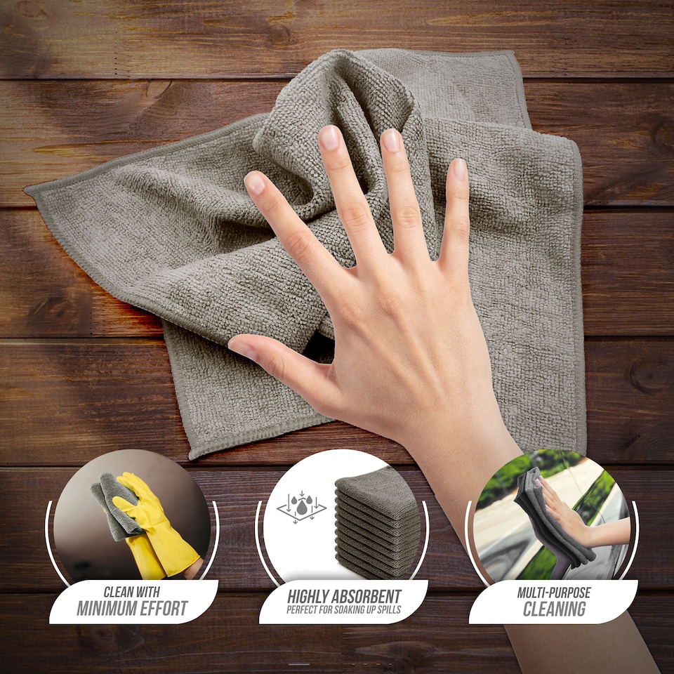 image 1 of Microfibre Cleaning Cloth 40x40cm Super Absorbent Lint Free Microfiber Cloths Cleaning for Home, Kitchen, Car - Pack of 50
