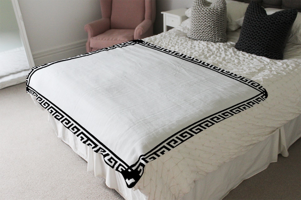 image 1 of Greek Key Border Frame Blanket | Multi