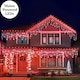 image 1 of 20m/65ft Red & Bright White Connectable Icicle Lights 672 MAINS LEDs 8 Settings Memory & Timer Outdoor Weatherproof Christmas