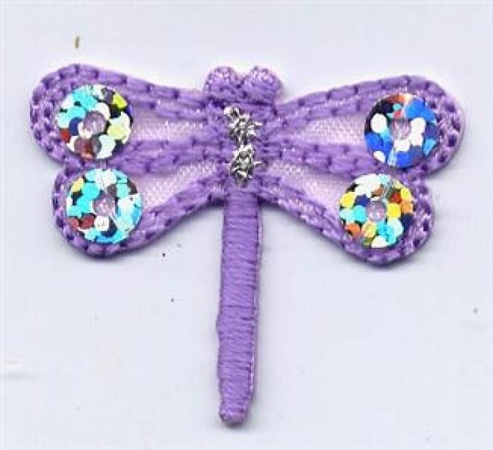 Lilac Dragonfly Patch Motif for Dressmaking - each