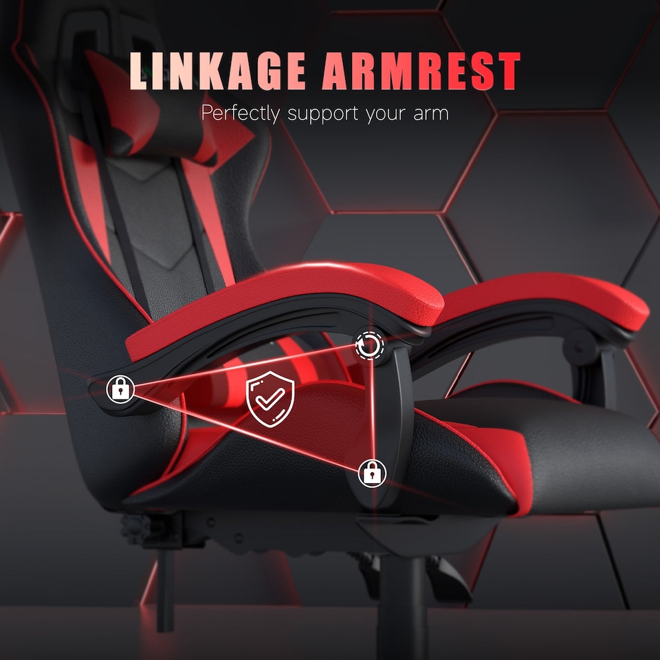 image 1 of Rattantree Reclining PU Leather Gaming Chair With Lumbar Support