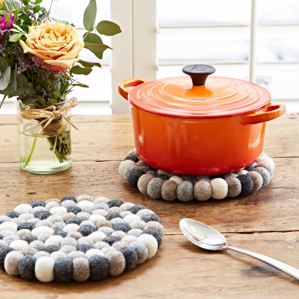 image 1 of Handmade Felt Ball Trivet