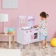 image 1 of HOMCOM Kids Kitchen Play Set Wooden Pretend Play Toy with Sounds Utensils Pans Storage Child Role Play Accessories for 3 Years Plus Pink